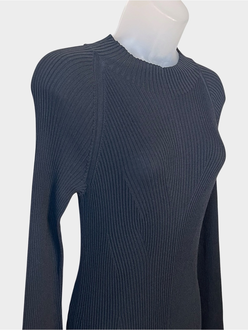 EVERLANE Black Ribbed Mock Neck Midi Sweater Dress Size Medium - Picture 3 of 8